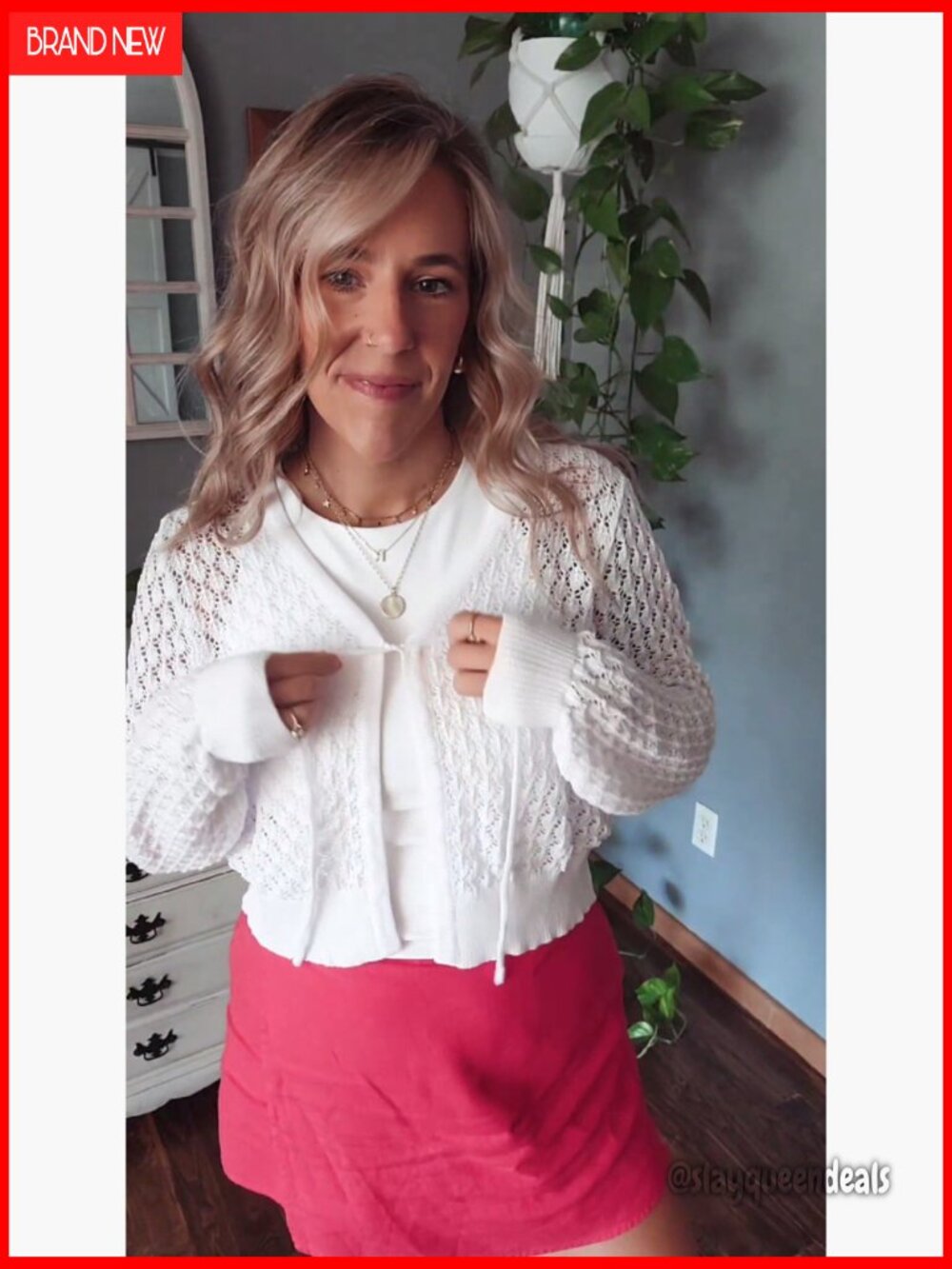 Crochet Tie Front Shrug Cardigan Long Sleeve Knit Crop Top - Picture 7 of 7